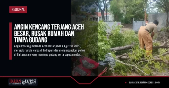 Angin Kencang Terjang Aceh Besar, Rusak Rumah dan Timpa Gudang