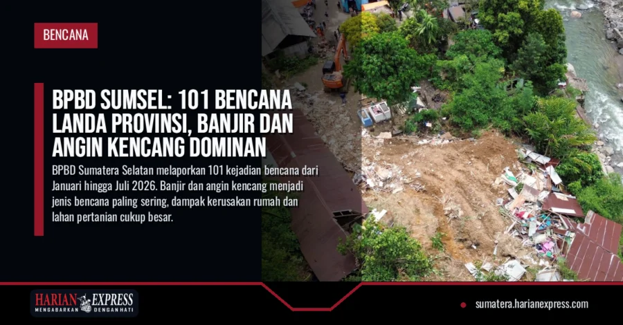 BPBD Sumsel: 101 Bencana Landa Provinsi, Banjir dan Angin Kencang Dominan