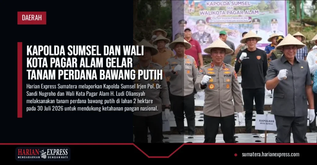 Kapolda Sumsel dan Wali Kota Pagar Alam Gelar Tanam Perdana Bawang Putih