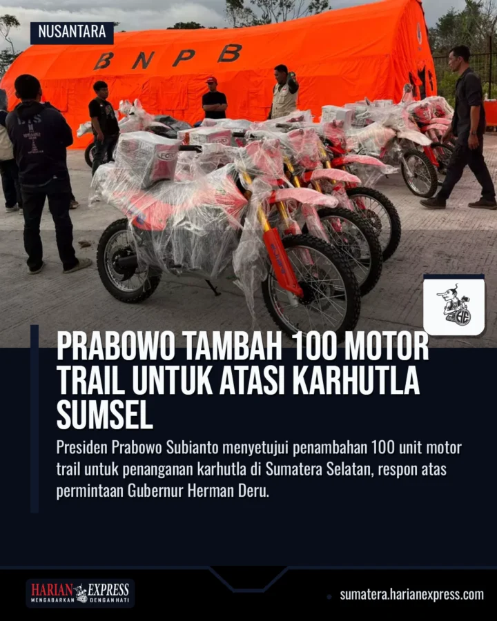 Prabowo Tambah 100 Motor Trail untuk Atasi Karhutla Sumsel