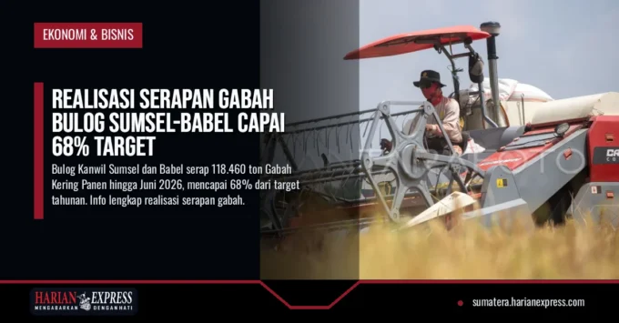Realisasi Serapan Gabah Bulog Sumsel-Babel Capai 68% Target