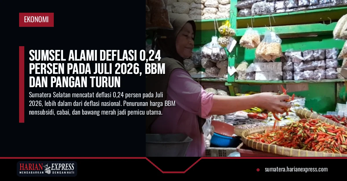 Sumsel Alami Deflasi 0,24 Persen pada Juli 2026, BBM dan Pangan Turun