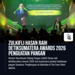 Zulkifli Hasan Raih detikSumatera Awards 2026 Penguatan Pangan