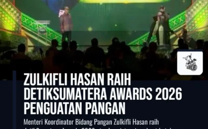Zulkifli Hasan Raih detikSumatera Awards 2026 Penguatan Pangan
